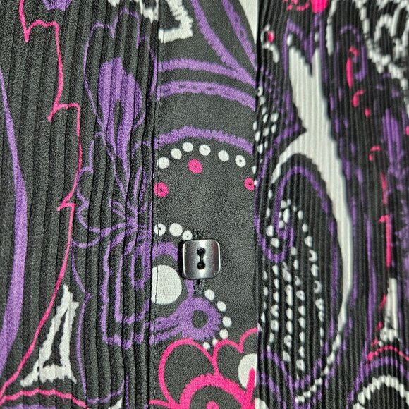 C.J. Banks Paisley Ruffle Sleeve Plisse Blouse Womens Plus Size 2X Crinkle Top - Picture 7 of 7